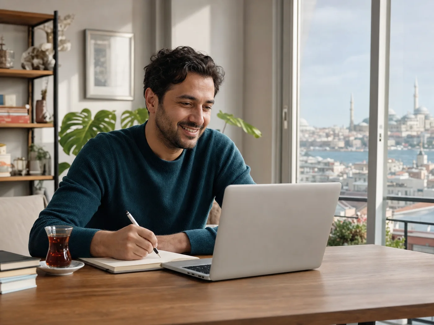 Evinden online eğitime katılan yetişkin katılımcı